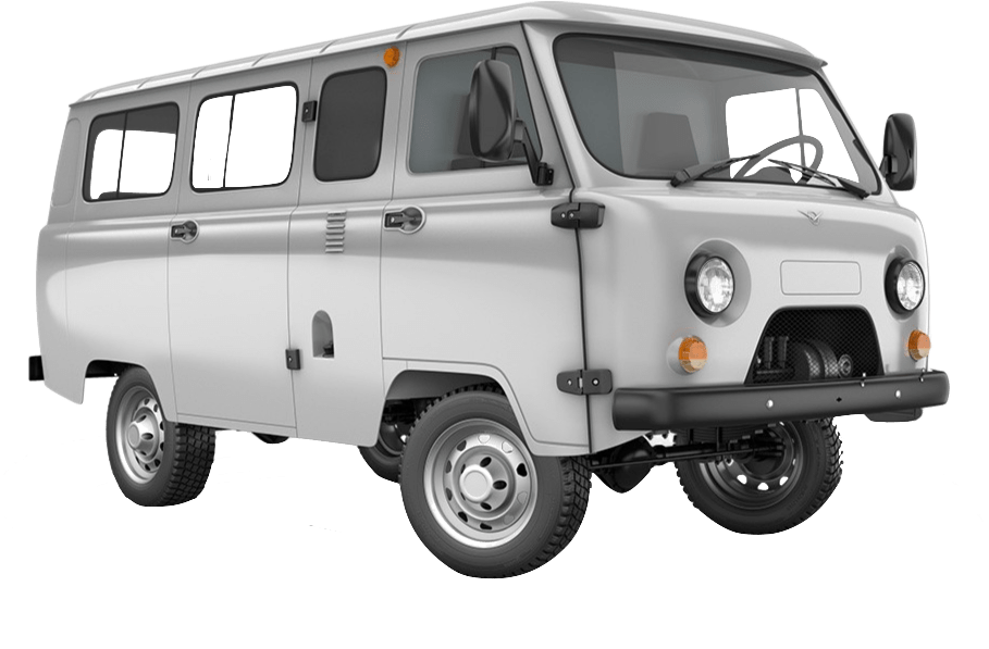 White UAZ Utility Van Side View PNG Passenger Van Clipart