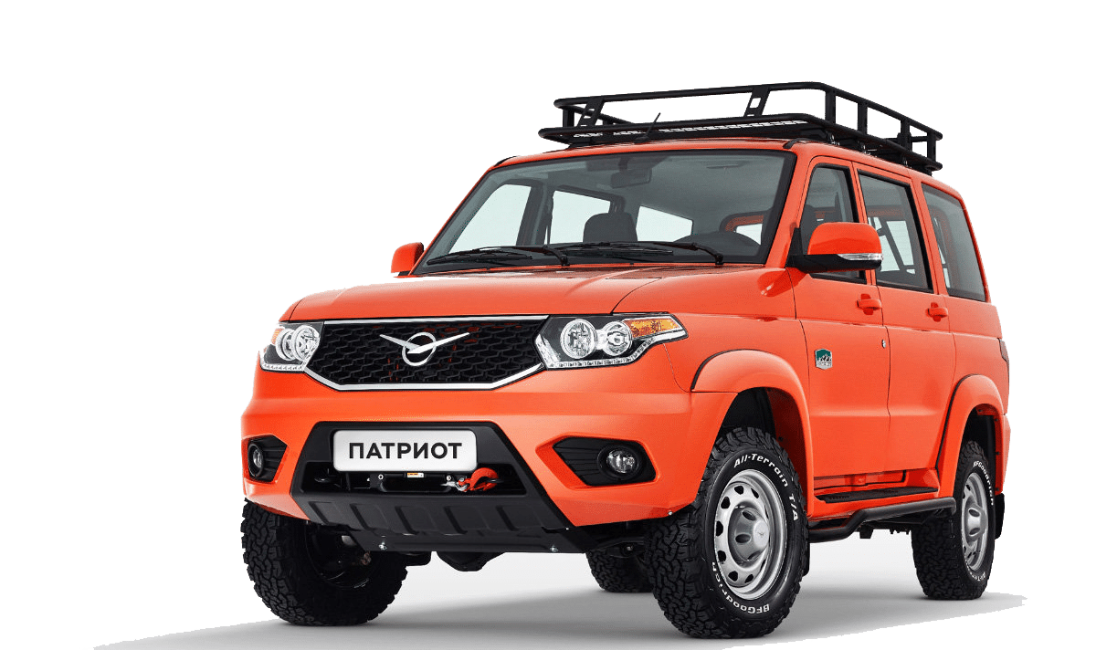 Orange UAZ Compact SUV With Roof Rack Automotive PNG Illustration