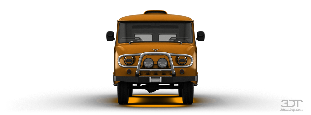 Orange UAZ Minibus Front View PNG Utility Bus Graphic