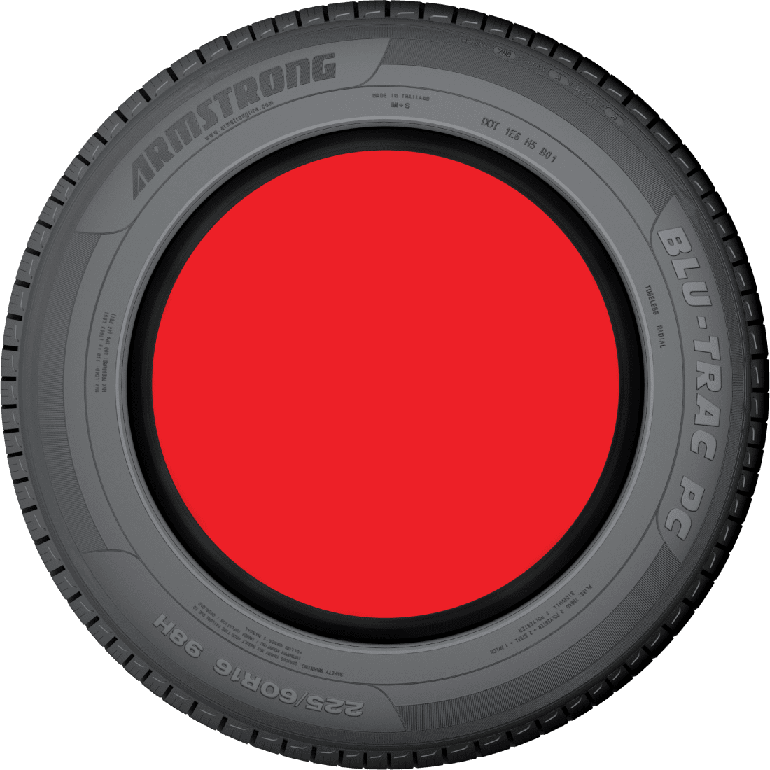 Black Car Tire With Bright Red Center Circular Icon Automotive PNG Graphic