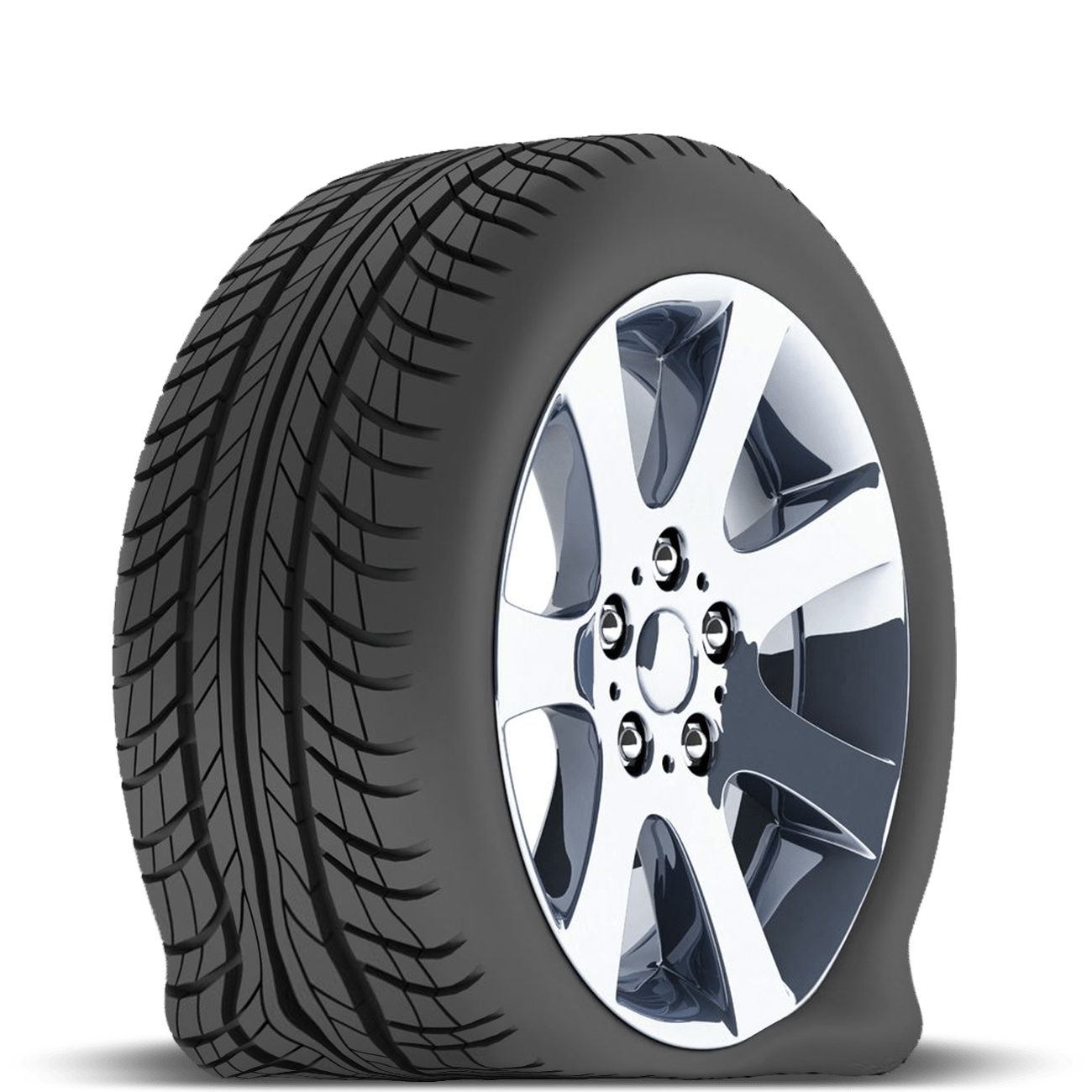 Black Tire With Silver Multi Spoke Rim Angled View Car Wheel PNG Image