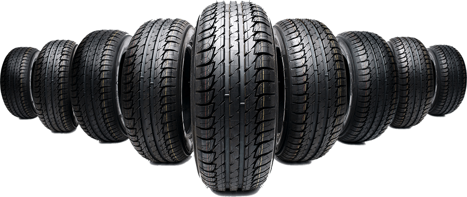 Large Collection Of Black Tires In Multiple Tread Styles PNG Tire Display Graphic