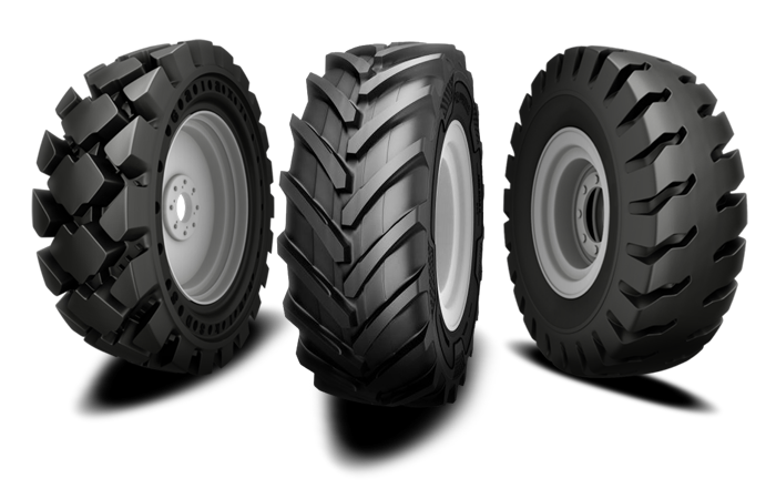 Three Large Agricultural Tires With Heavy Tread Tractor Tire PNG Illustration