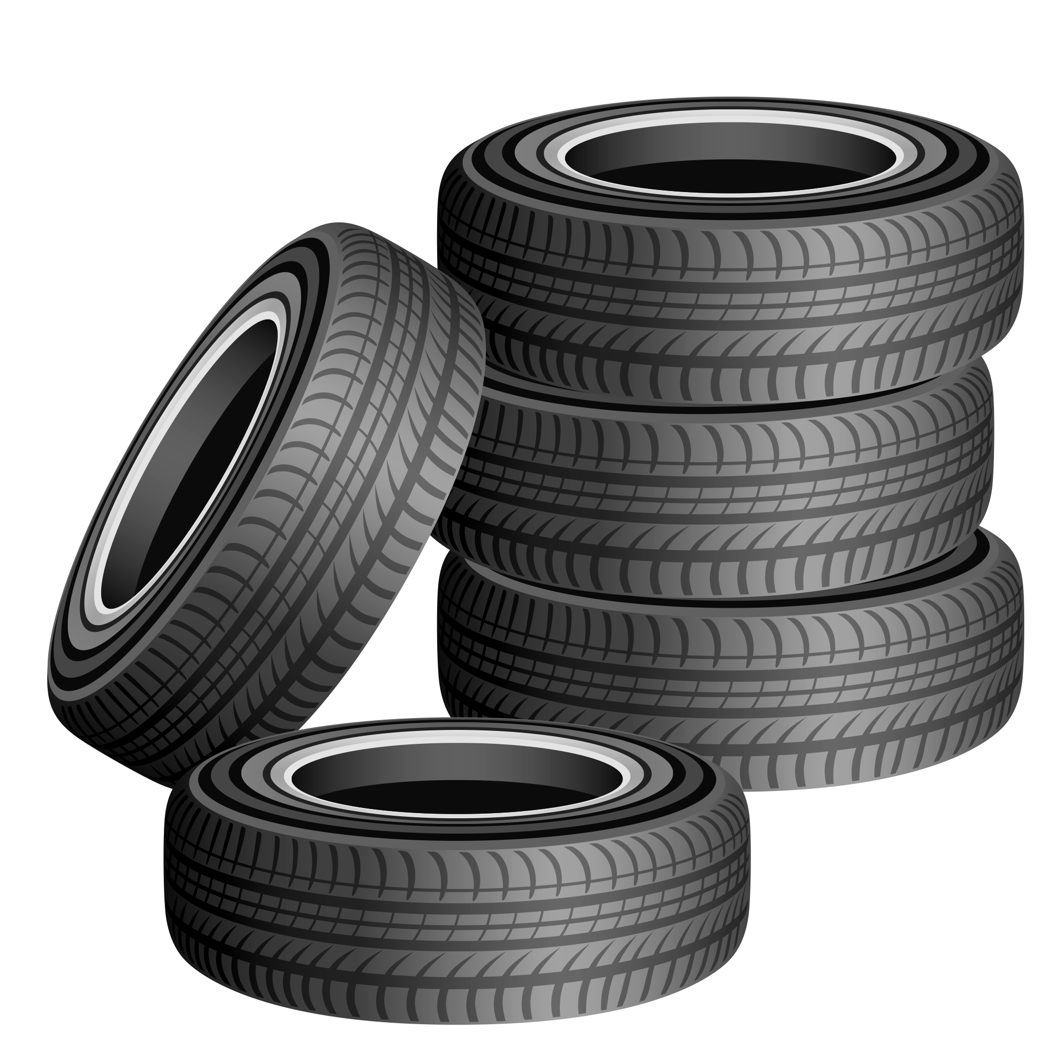 Three Stacks Of Black Automotive Tires Transparent Background PNG Image