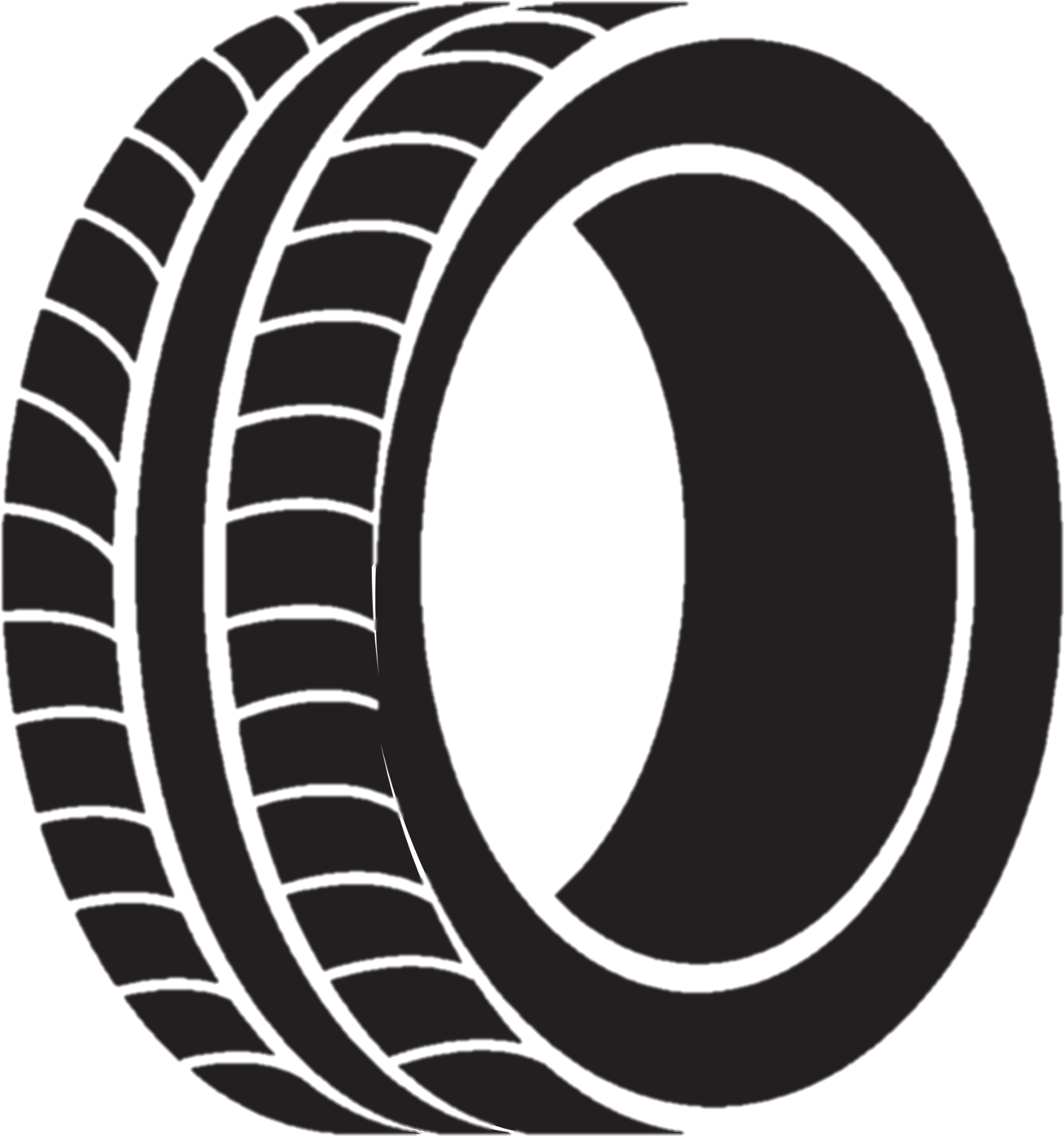Two Overlapping Tire Tread Outline Icons Transparent PNG Automotive Symbol