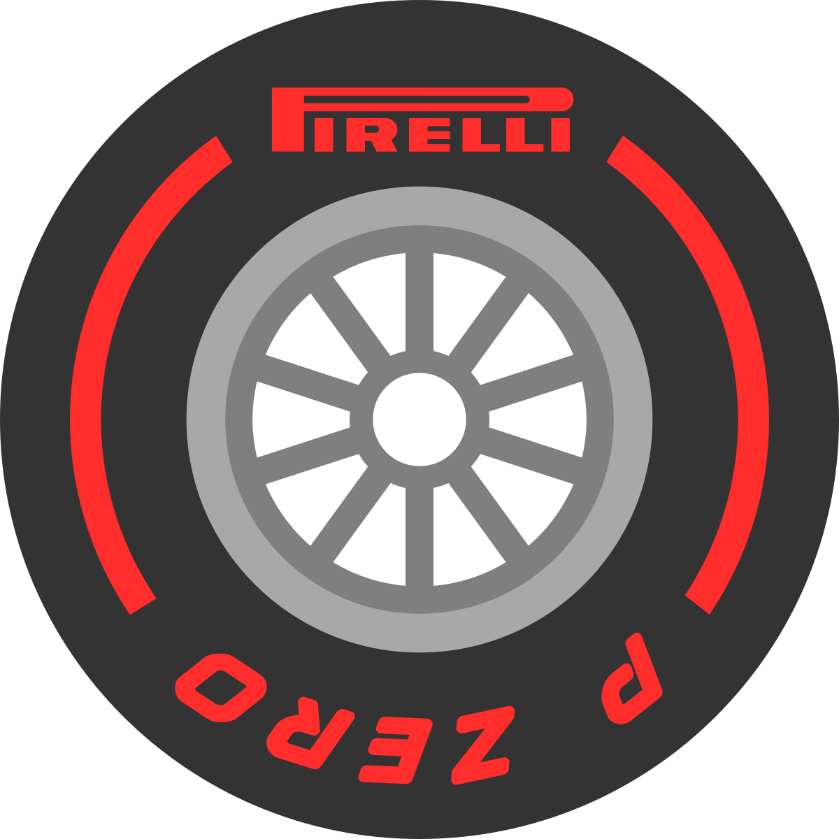 Black Red P Zero Tire Brand Circular Emblem PNG Motorsport Logo Icon