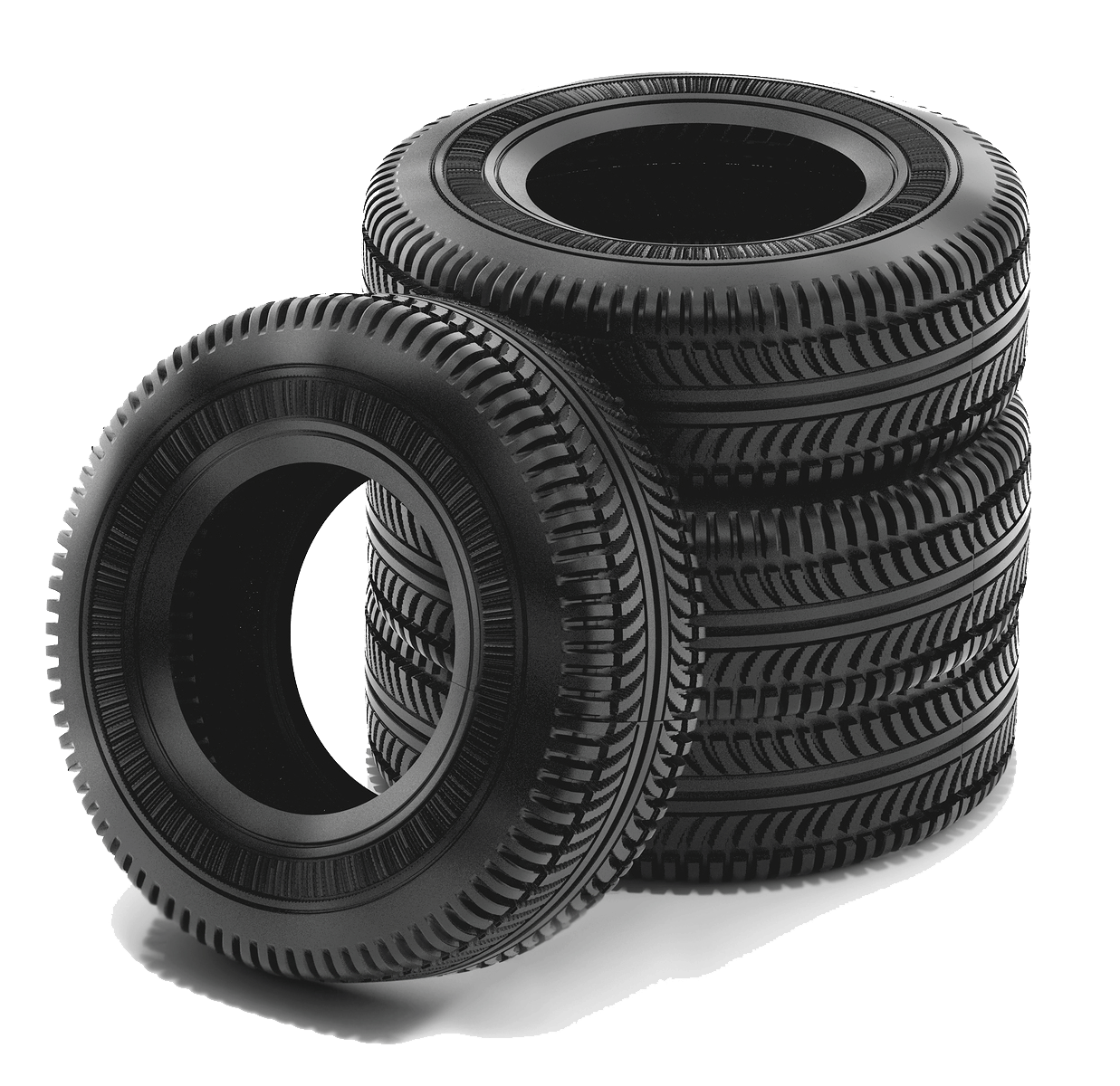 Four Black Tires Stacked In Overlapping Pile Tire Stack PNG Graphic