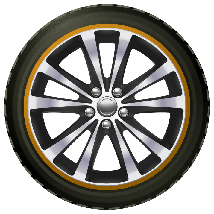 Silver Multi Spoke Wheel With Yellow Rim Accent Transparent PNG Car Wheel