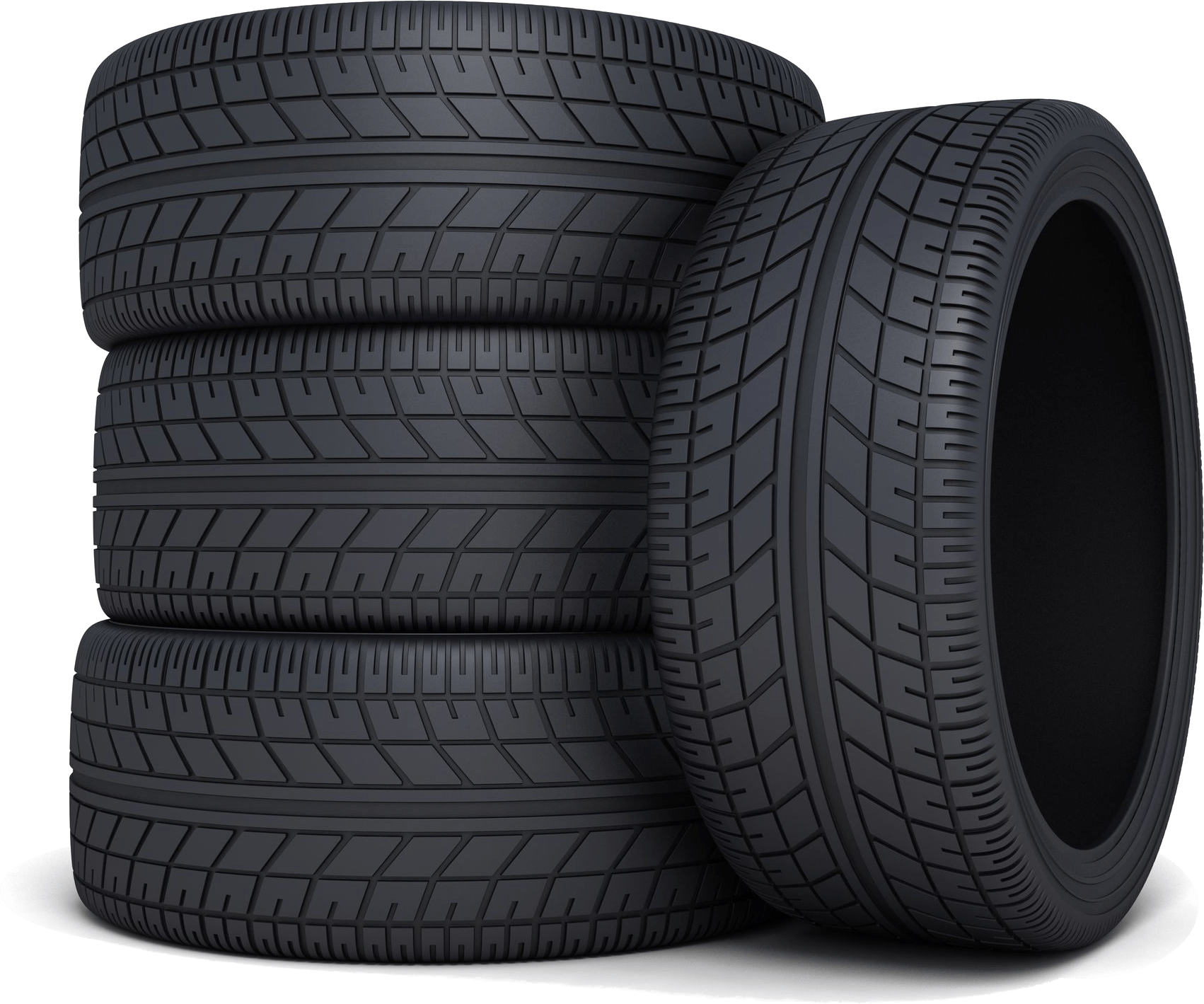 Stacked Black Tires With Visible Tread Patterns Car Tire PNG Artwork