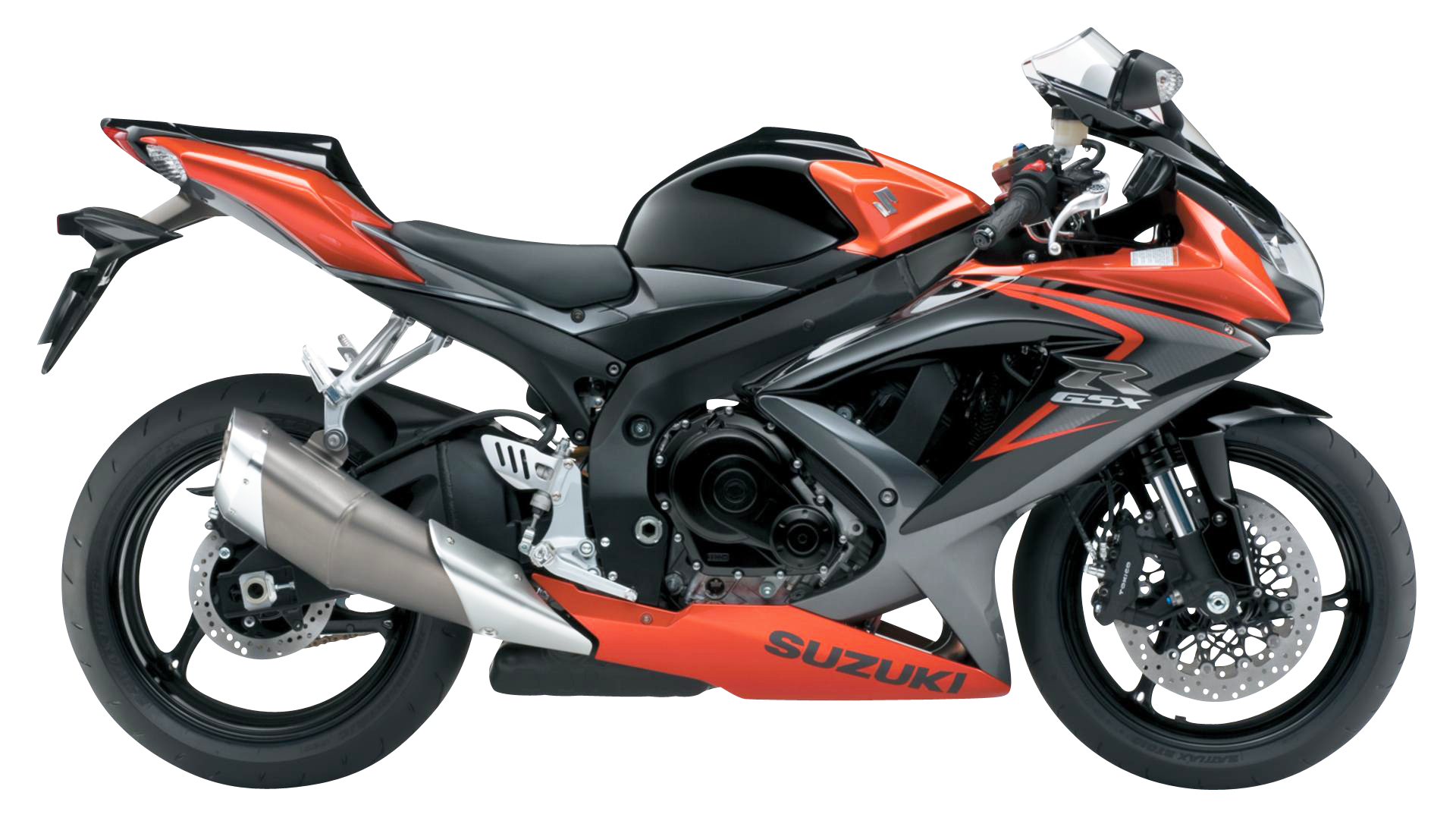 Black Orange Suzuki Sport Motorcycle Side View Motorcycle PNG Artwork