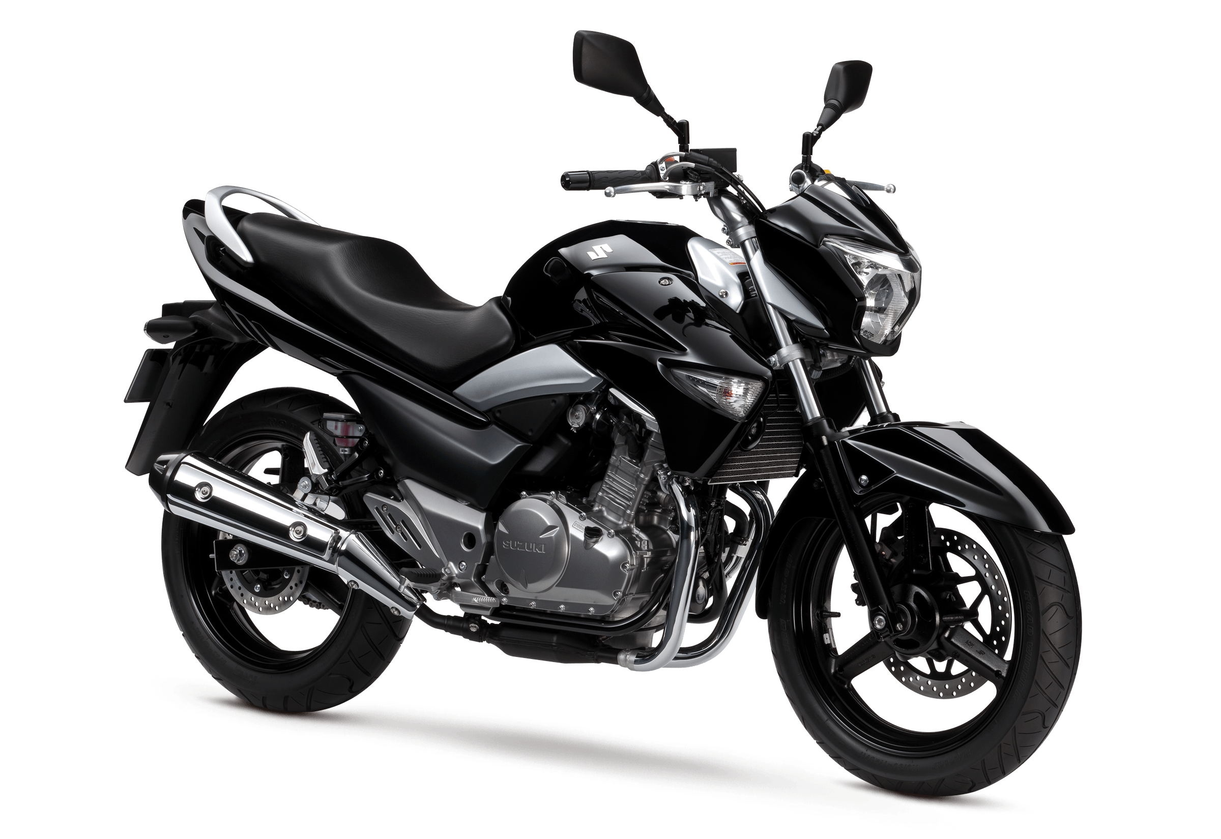 Black Suzuki Street Bike With Angular Fuel Tank Motorcycle PNG Product Image
