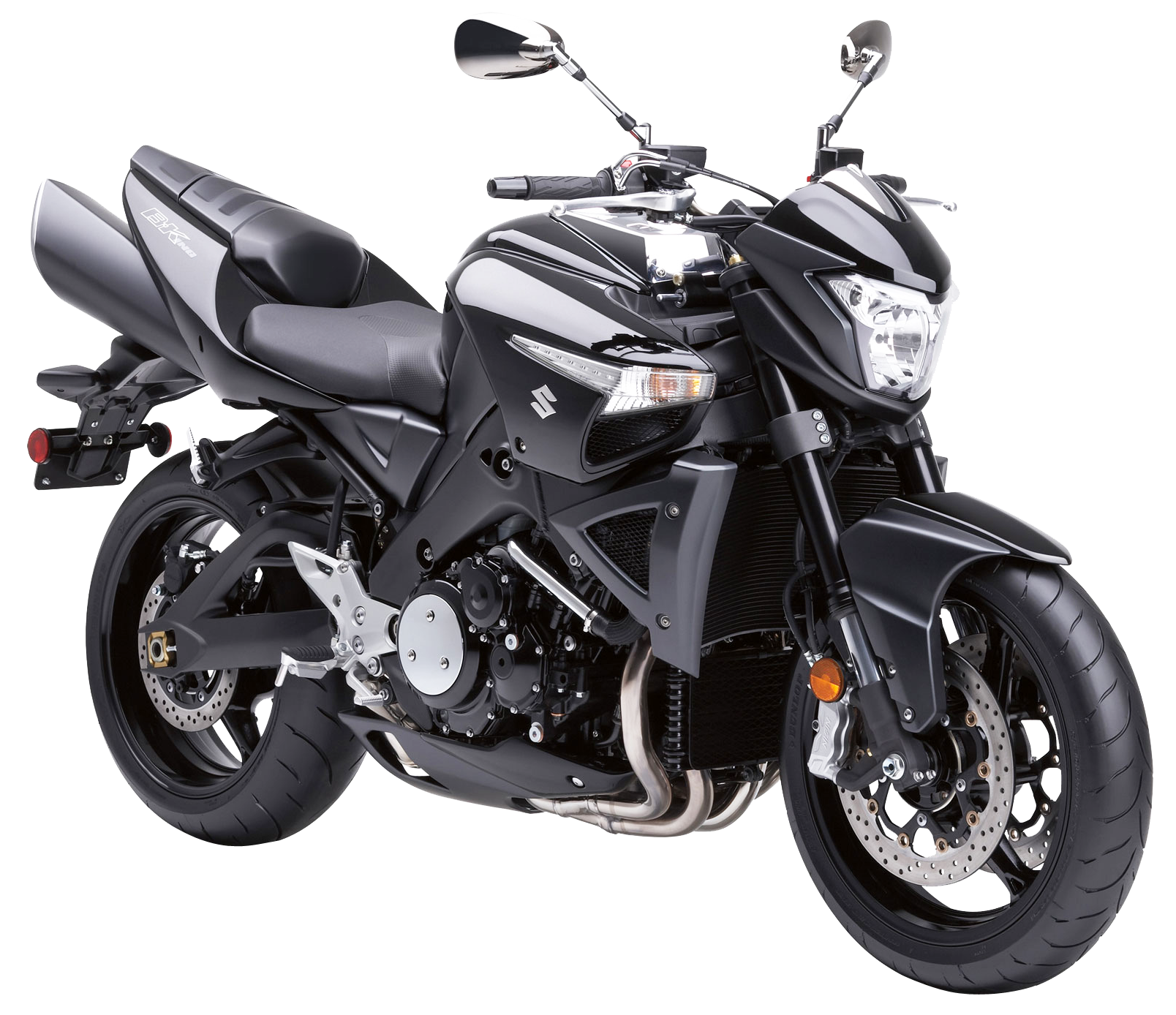 Black Suzuki Street Motorcycle Front Side View Motorcycle PNG Product Graphic