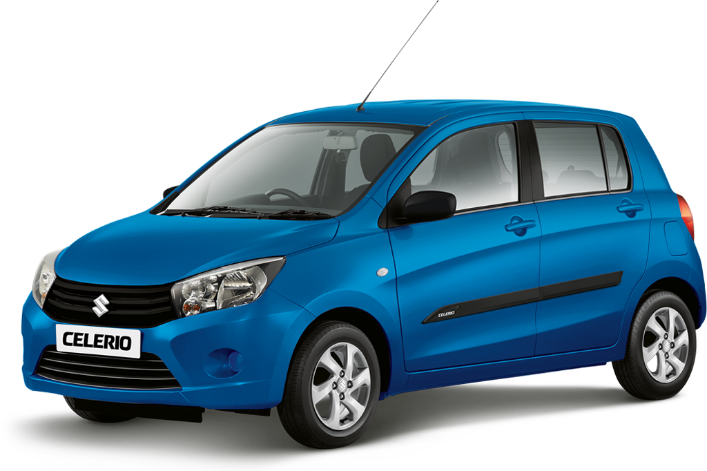 Blue Suzuki Celerio City Hatchback Side View Compact Car PNG Product Graphic