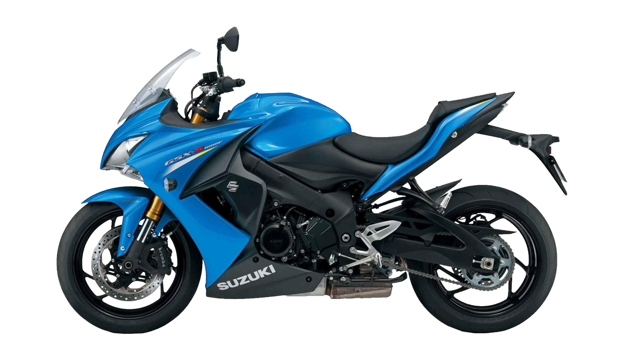 Blue Suzuki Sport-Touring Motorcycle, Side View