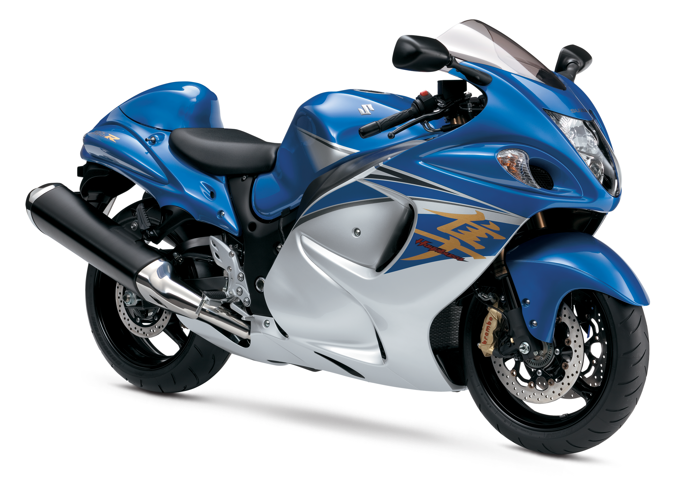 Blue White Suzuki GSX Sport Bike Side View PNG Motorcycle Clipart