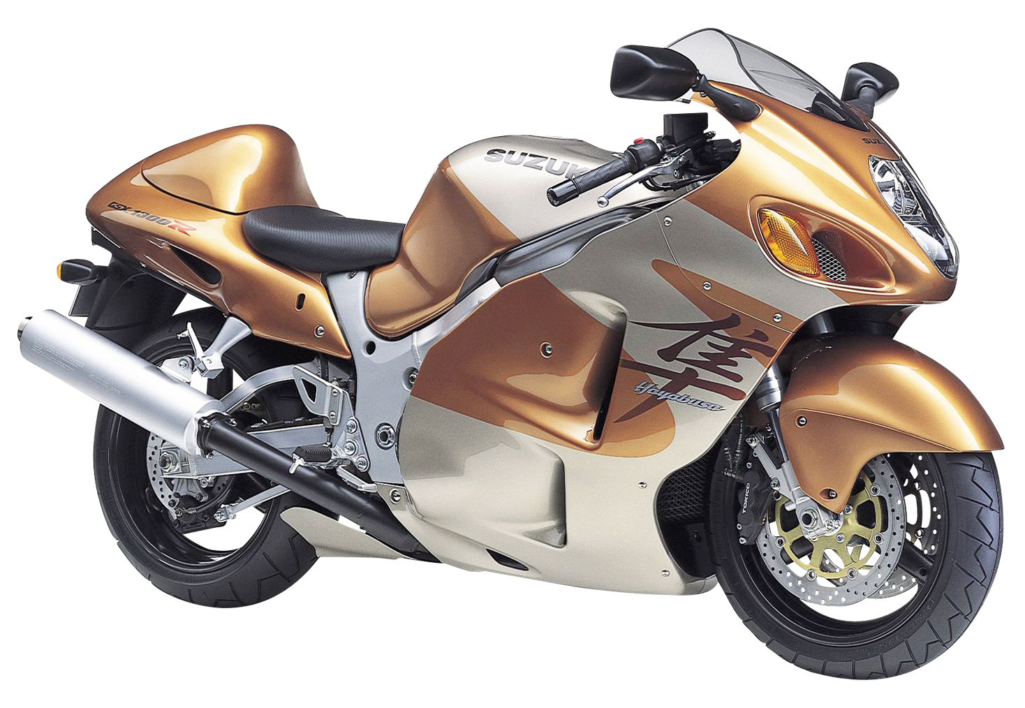 Bronze Suzuki Sport Motorcycle Side View PNG Touring Bike Graphic