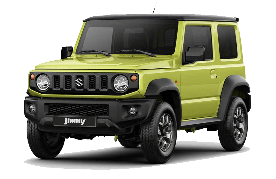 Lime Green Suzuki Jimny Three Door Off Road SUV Transparent Background PNG Image