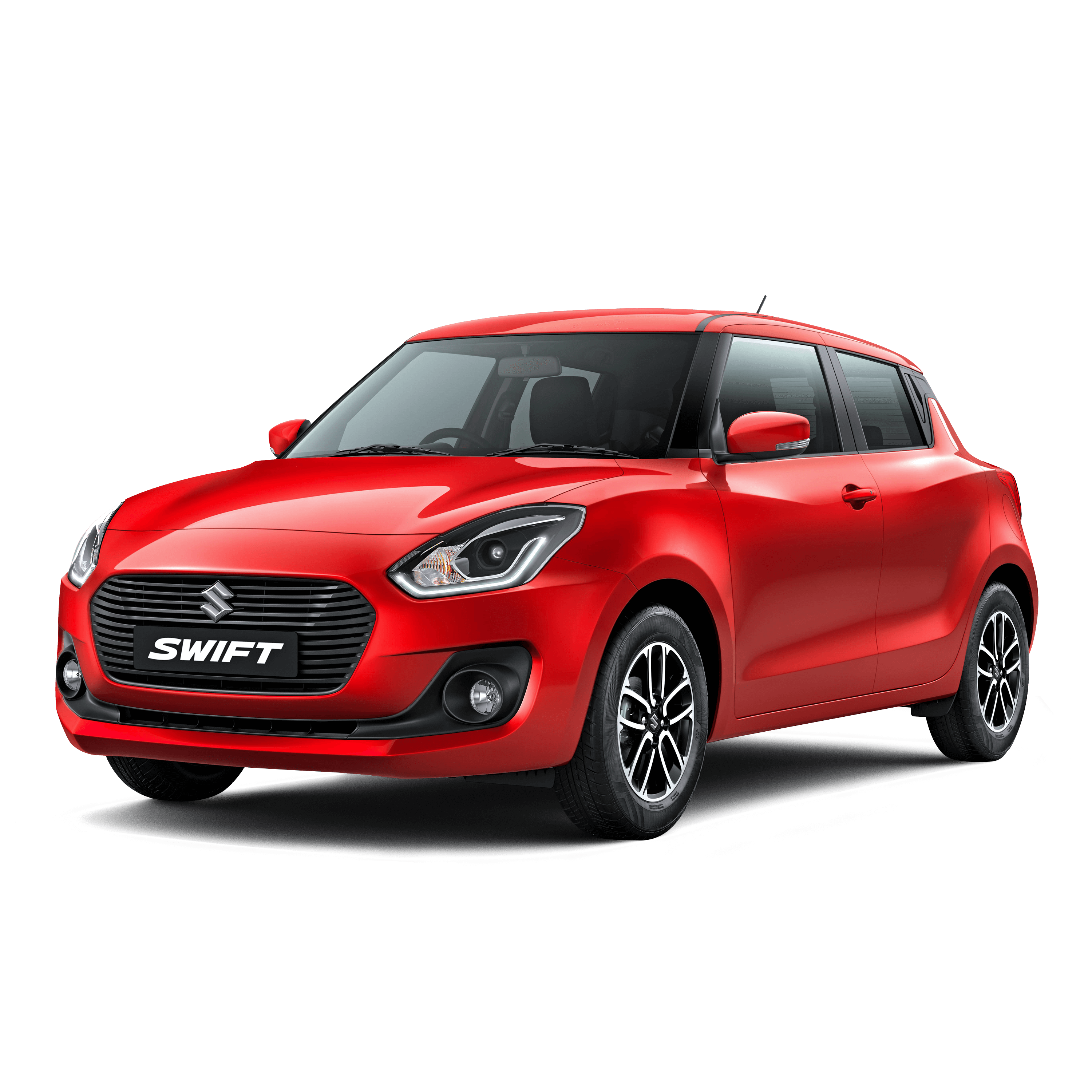 Red Suzuki Swift Hatchback Front Side Angle PNG Compact Car Graphic
