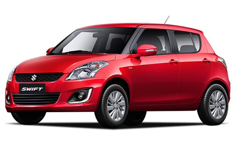 Red Suzuki Swift Hatchback With Black Grille PNG Automotive Product Graphic