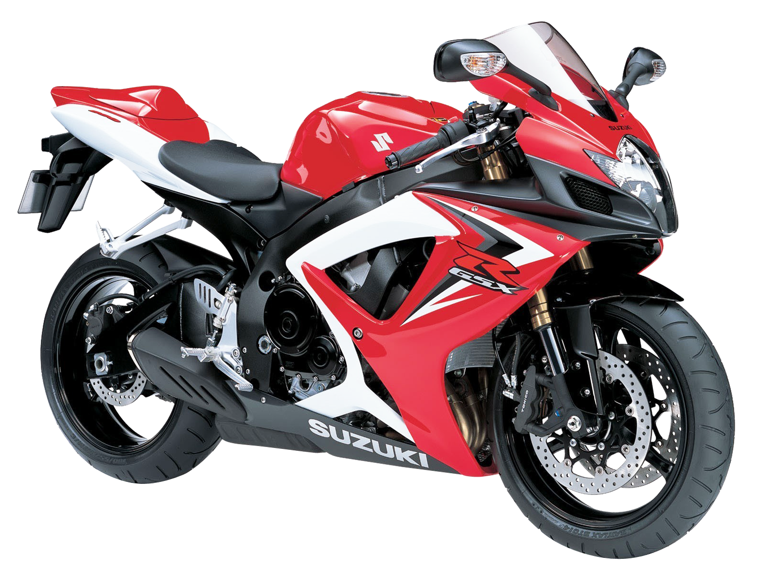 Red White Suzuki Sport Motorcycle With Racing Fairing Sport Bike PNG Graphic