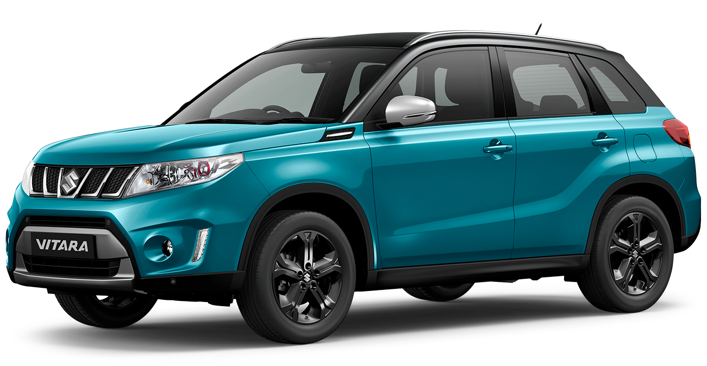 Teal Blue Suzuki Compact SUV Front Side View PNG Crossover Vehicle Graphic
