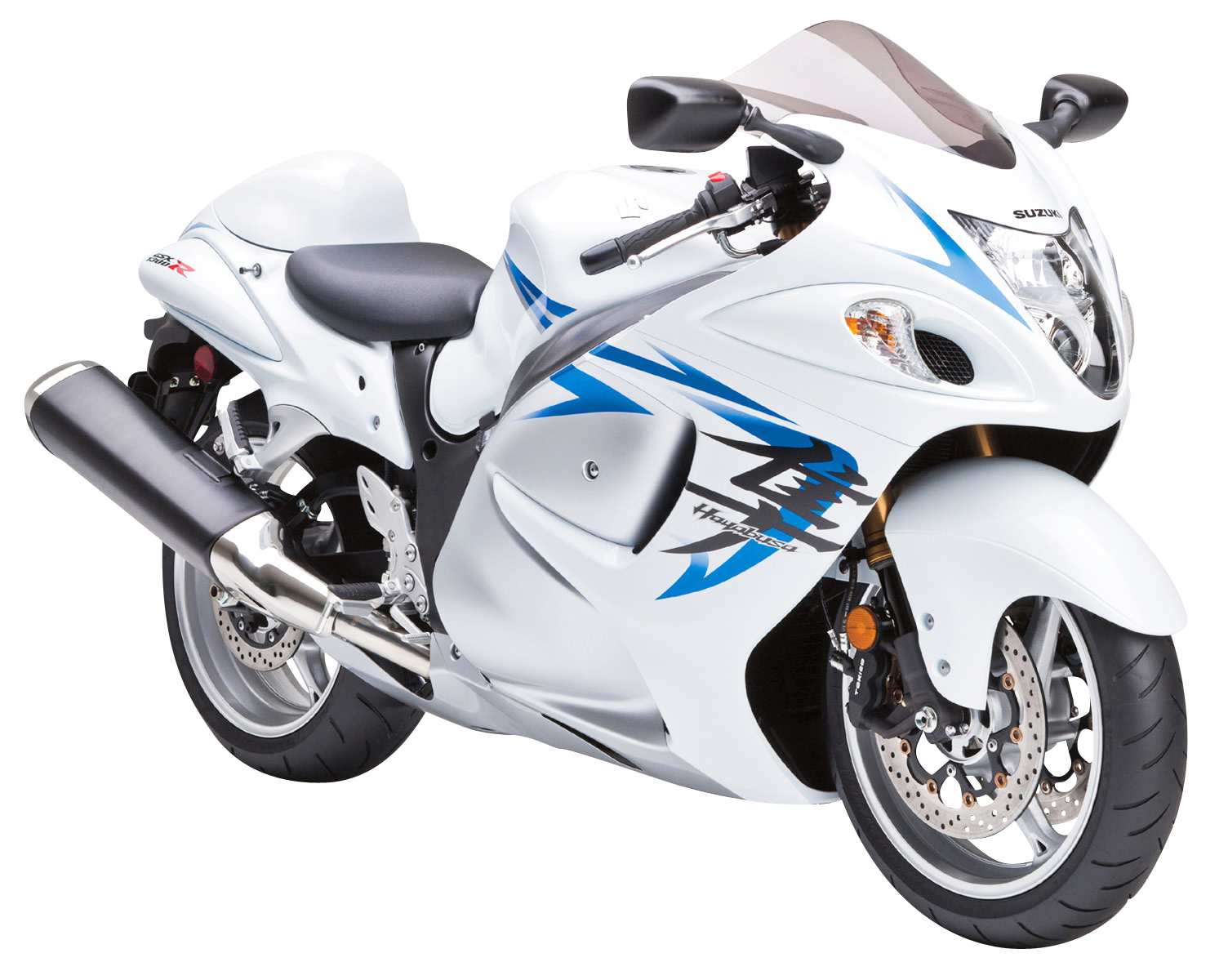 White Blue Suzuki Sport Motorcycle With Full Fairing Suzuki Motorcycle PNG Graphic