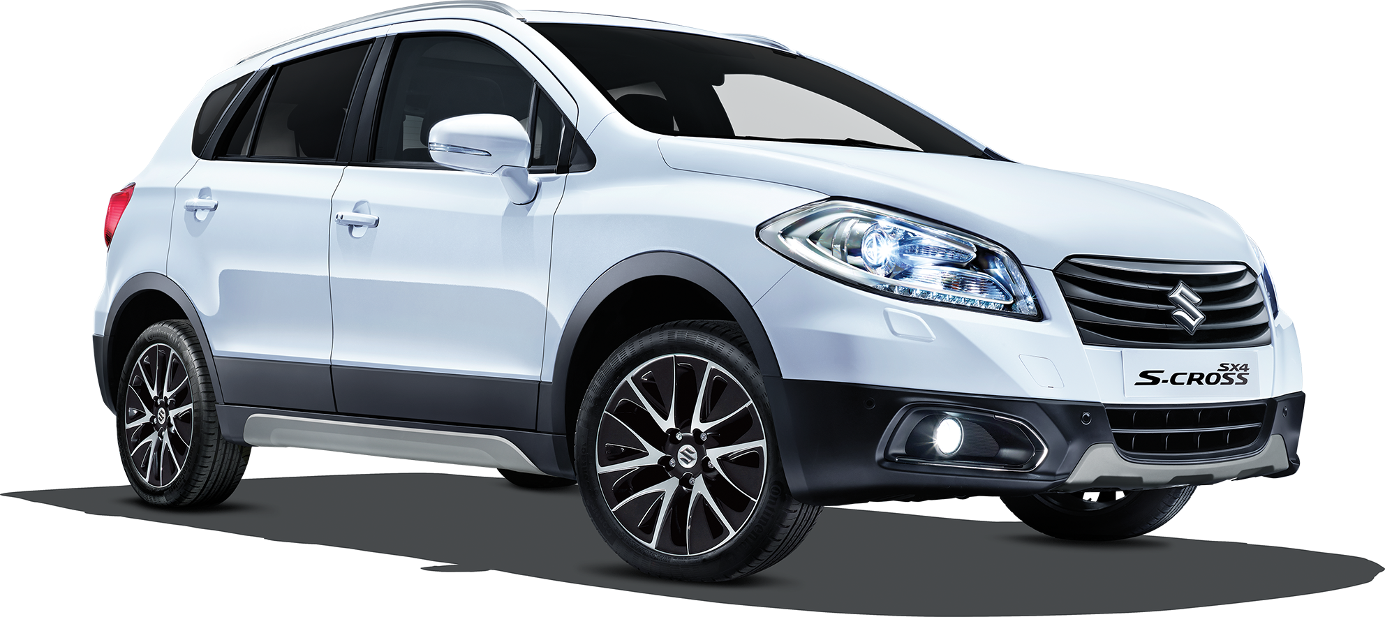 White Suzuki Crossover SUV With Roof Rails Transparent PNG Vehicle Image