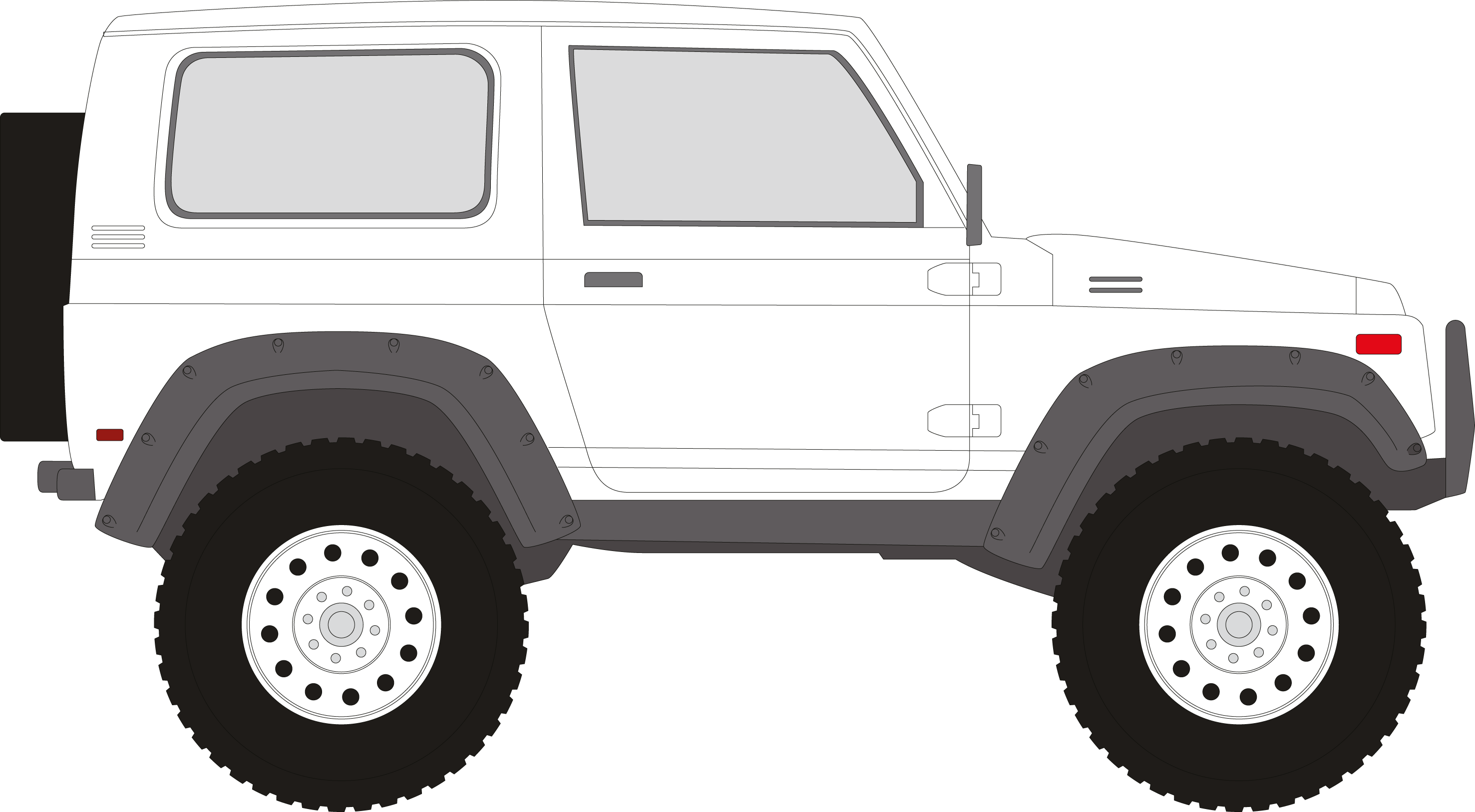 White Suzuki Jimny Off Road SUV Flat Side Illustration PNG Four Wheel Drive Vehicle