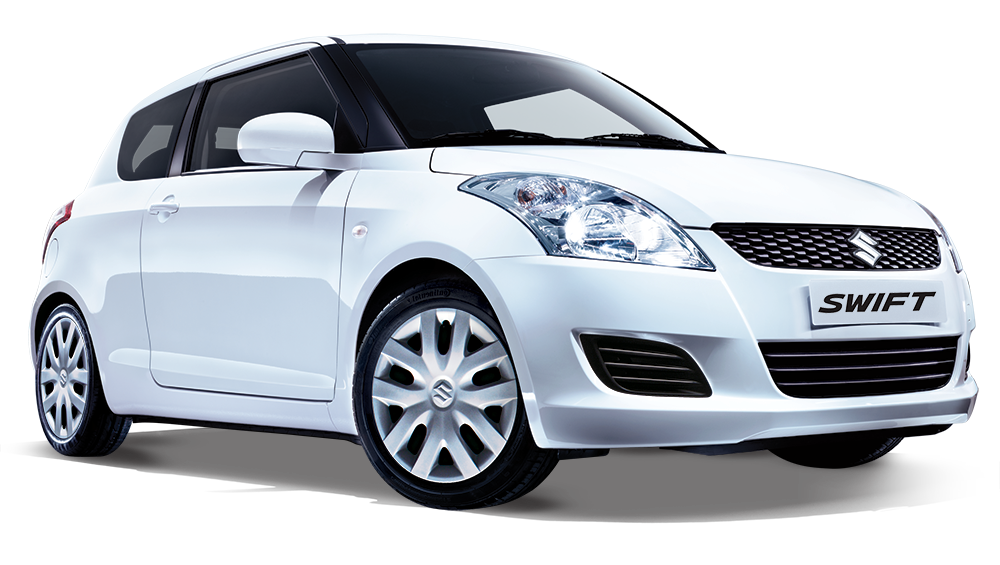 White Suzuki Swift Sport Hatchback Side View Compact Vehicle PNG Graphic