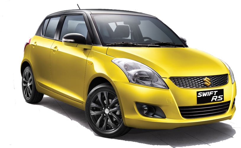 Yellow Suzuki Swift Sport Hatchback Front Side View Transparent Background PNG Image