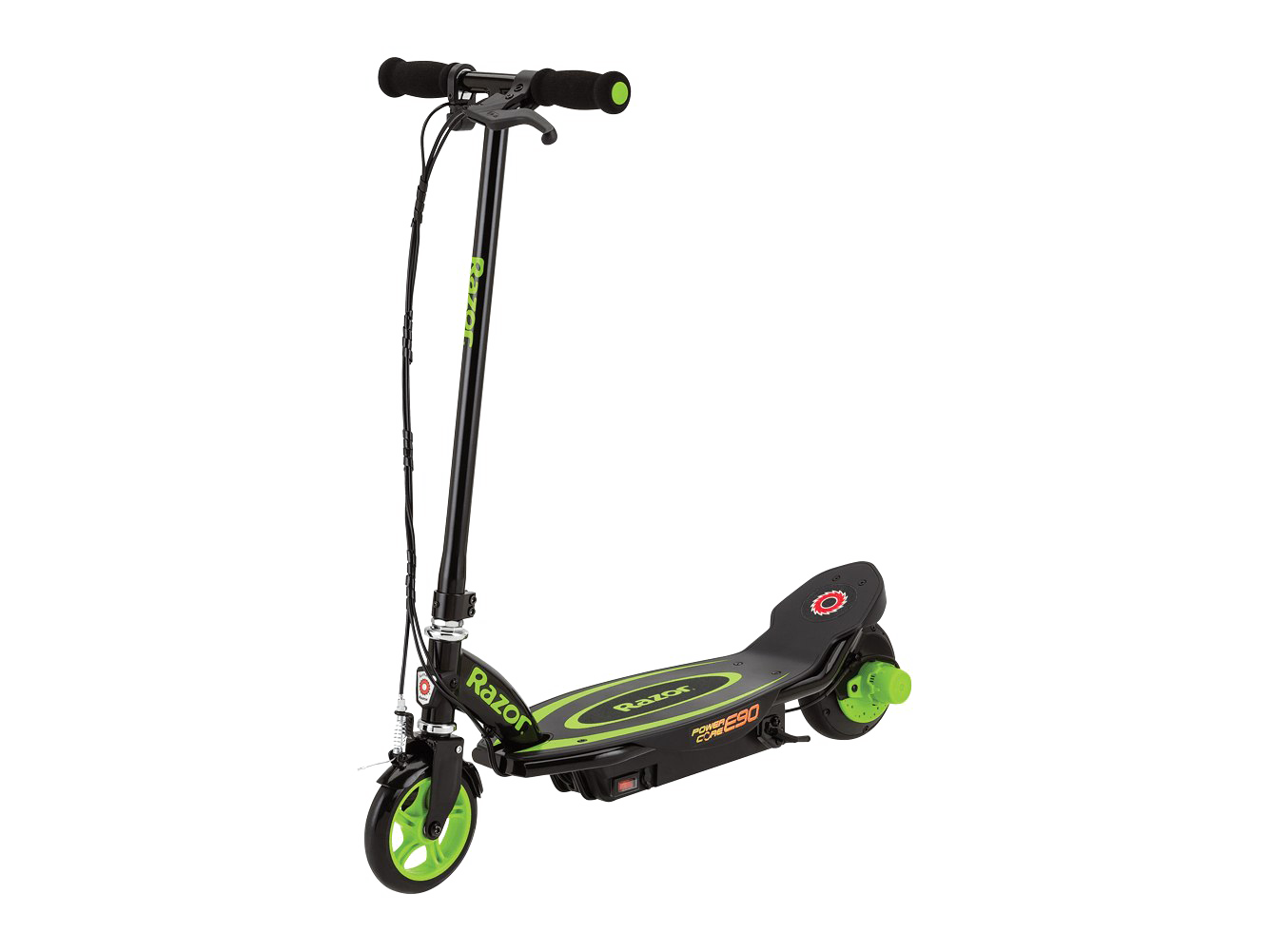 Black Green Electric Kick Scooter With Rear Brake PNG Urban Mobility Image