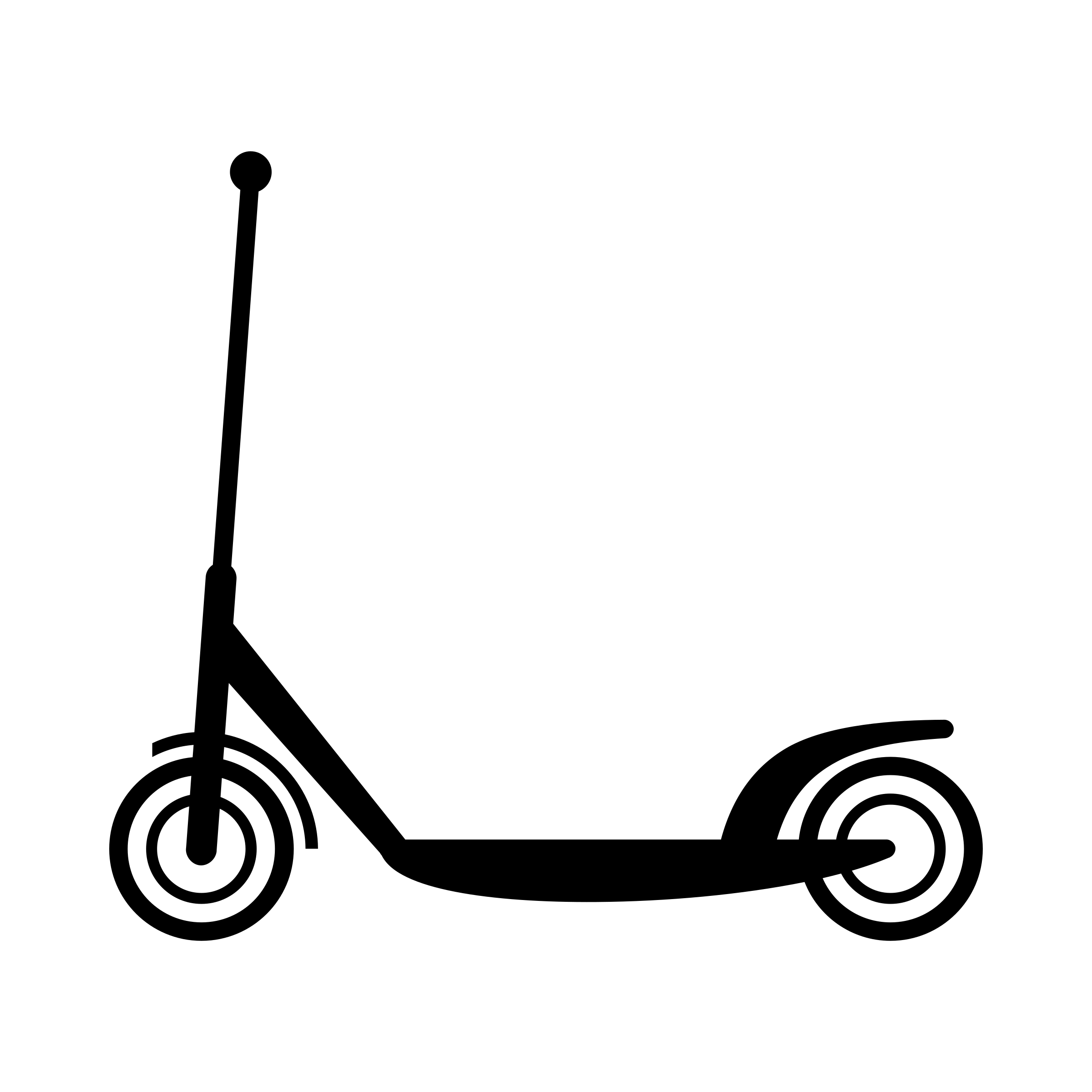 Black Kick Scooter Side Silhouette With Curved Deck Transparent PNG Scooter Icon