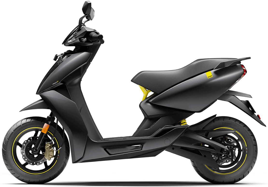 Black Modern Maxi Scooter With Sport Seat PNG Motor Scooter Graphic