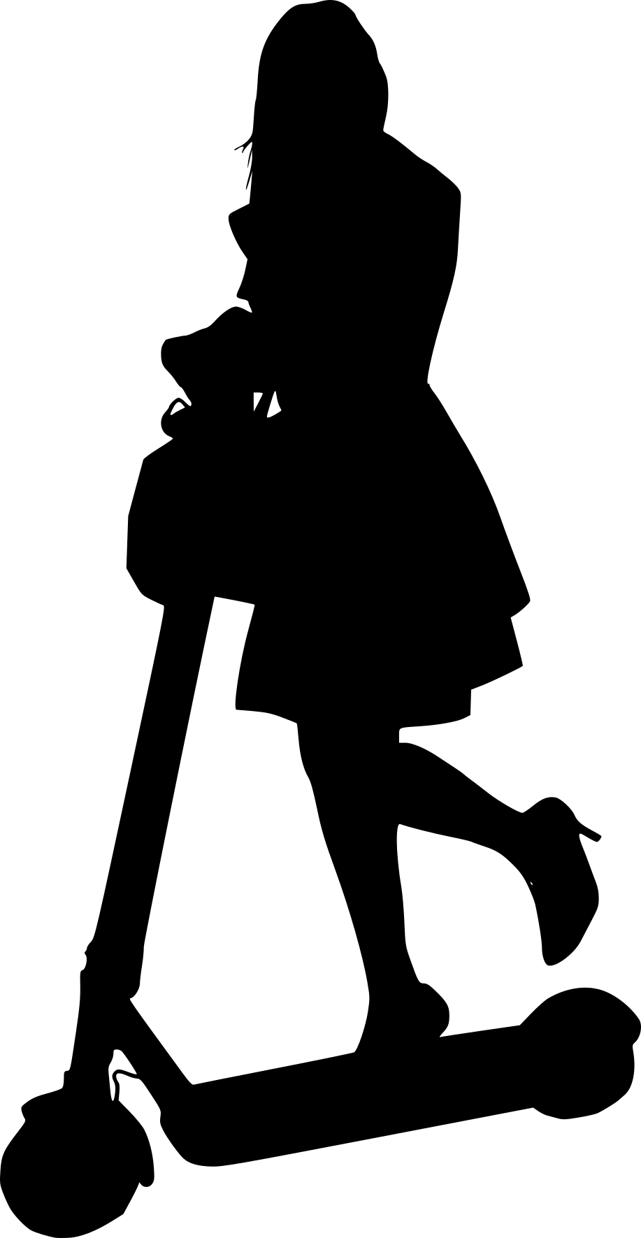 Black Silhouette Woman Riding Kick Scooter PNG Scooter Rider Icon