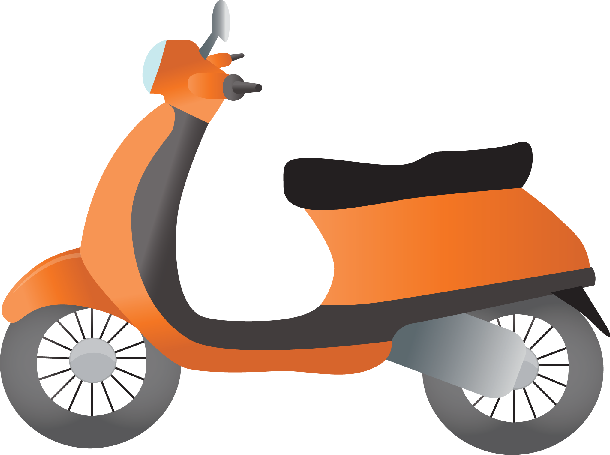 Cartoon Orange Moped With Simple Rounded Body PNG Cartoon Scooter Image