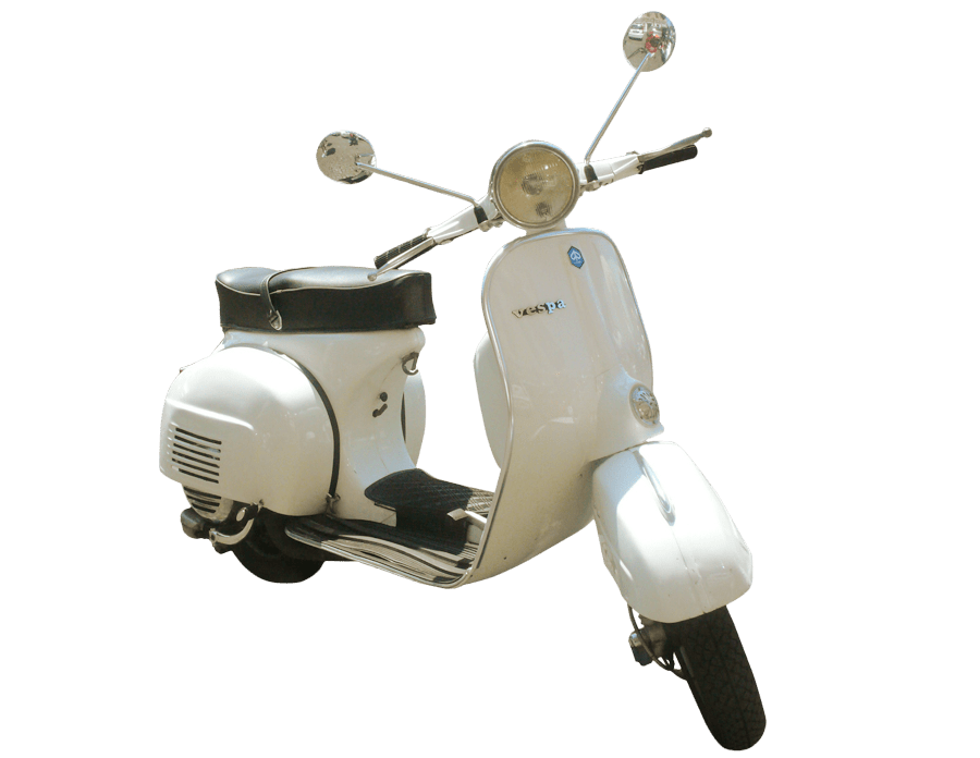 Cream White Retro Scooter Front Side View Transparent PNG Motorbike Artwork