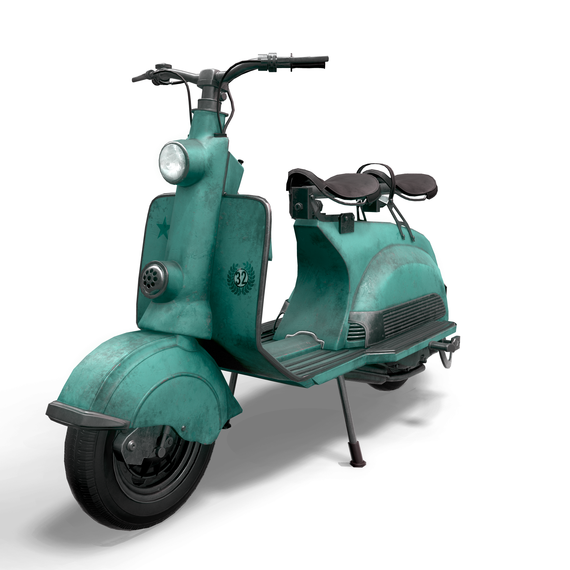 Dark Green Classic Scooter With Chrome Trim Transparent PNG Vehicle Artwork