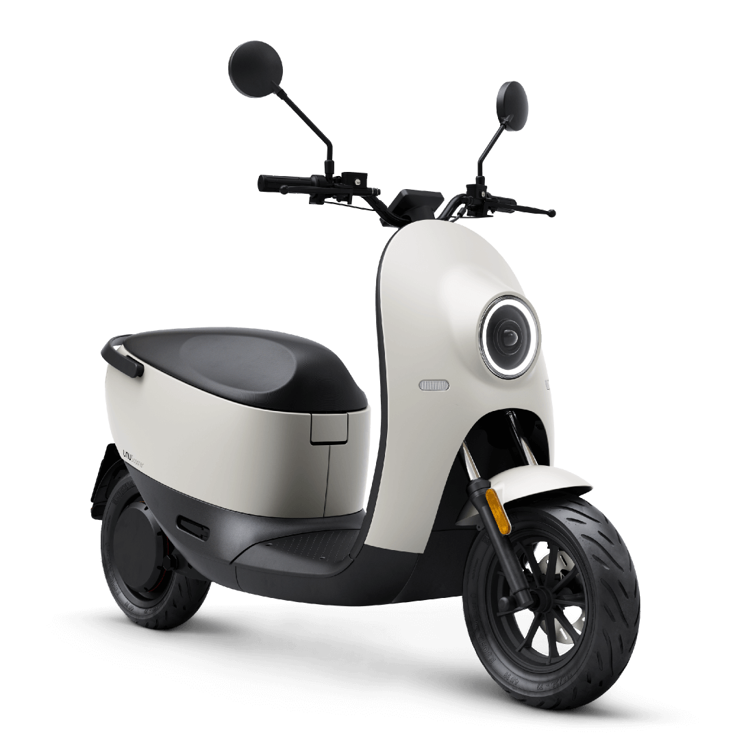 Gray Electric Moped With Round Headlight And Cargo Seat Electric Scooter PNG Clipart
