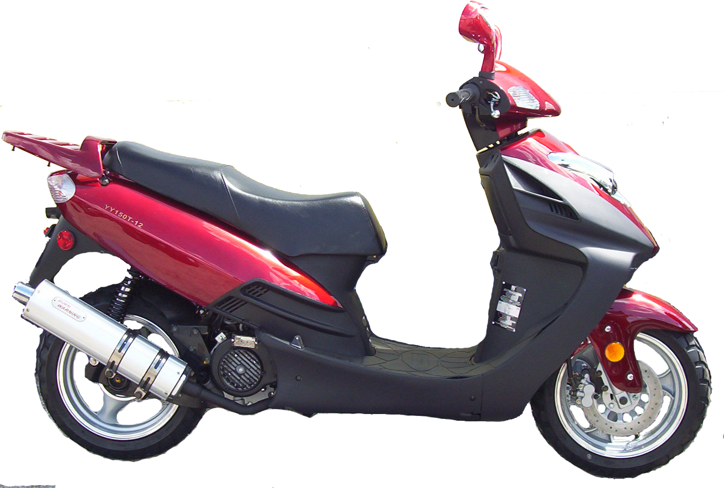 Maroon Black Motor Scooter With Silver Exhaust PNG Scooter Artwork