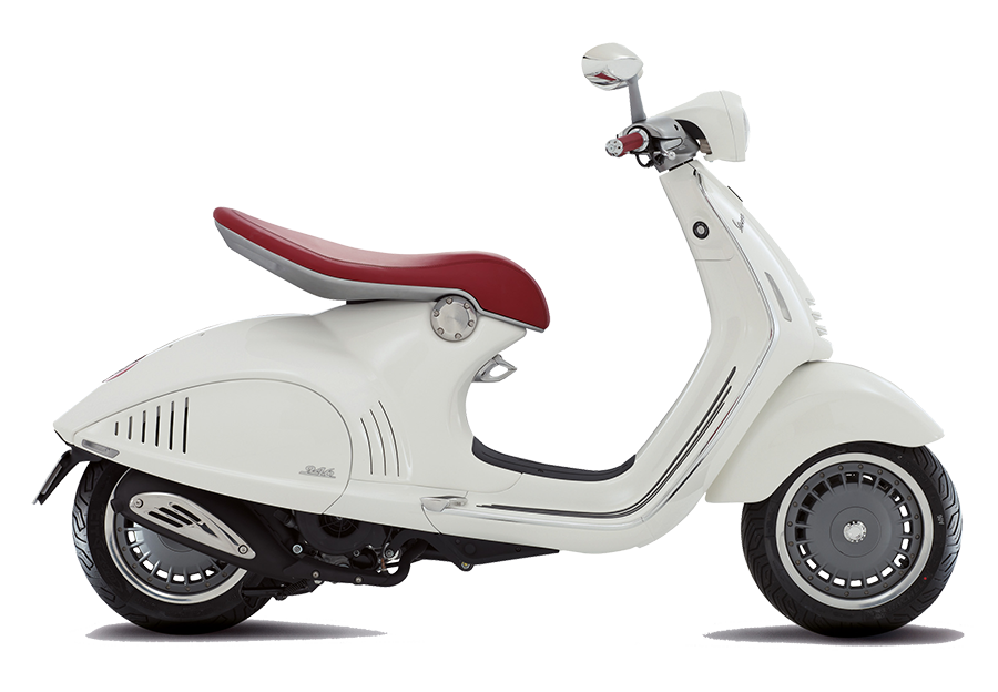 Pale Mint Vintage Scooter With Burgundy Saddle PNG Vespa Style Scooter Illustration