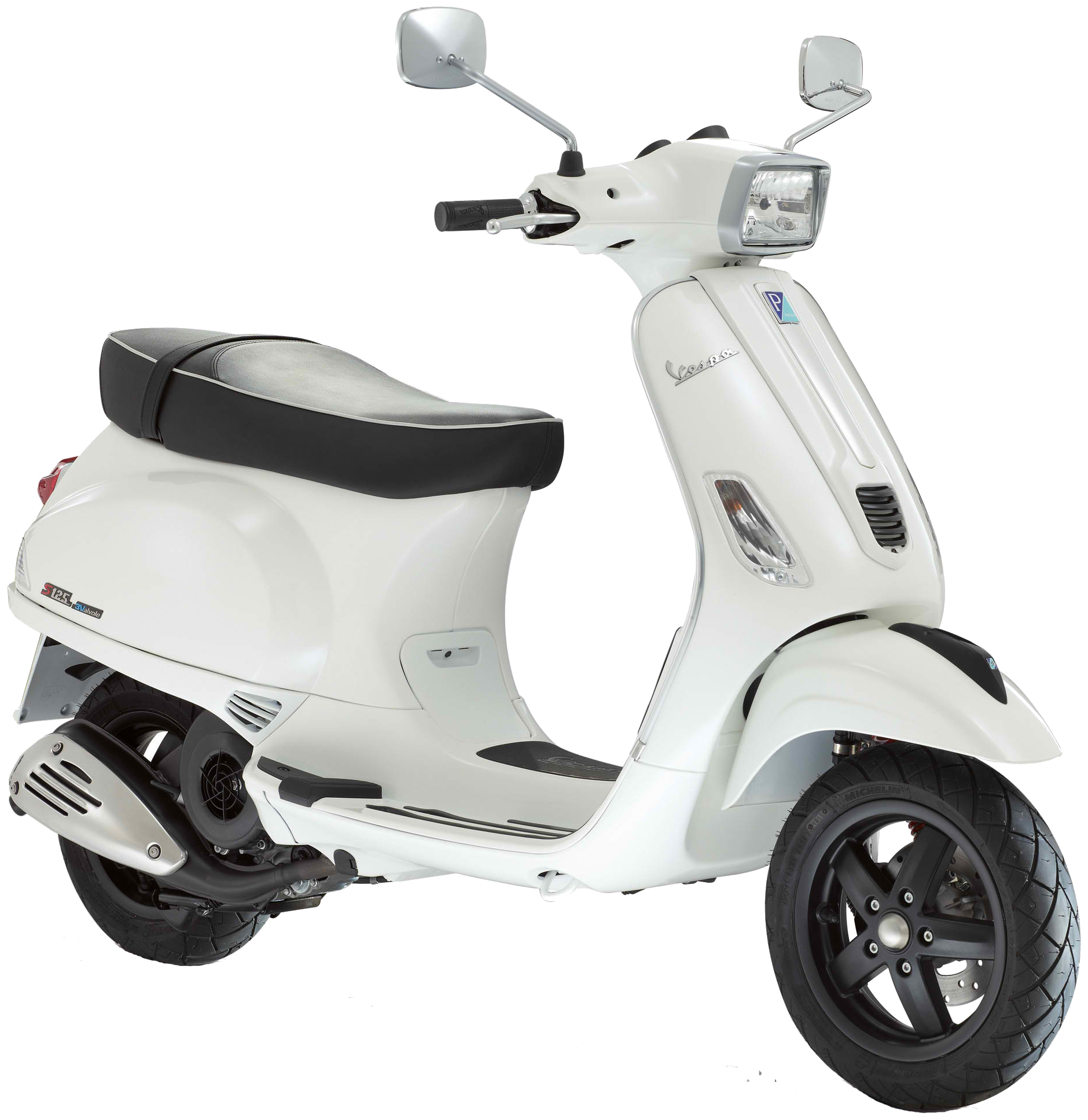 White Classic Scooter with Chrome Mirrors