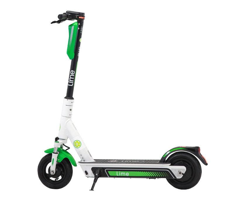 White Green Electric Kick Scooter With Front Light PNG Electric Mobility Graphic