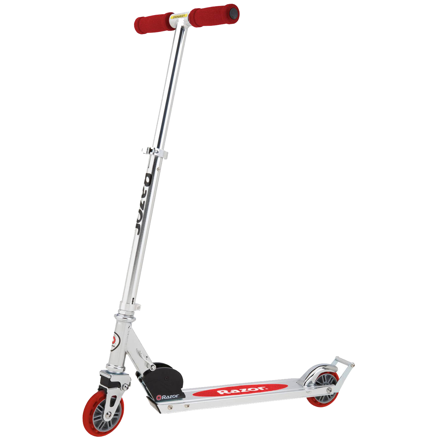 White Kick Scooter With Red Handle Grips Kids Kick Scooter PNG Image