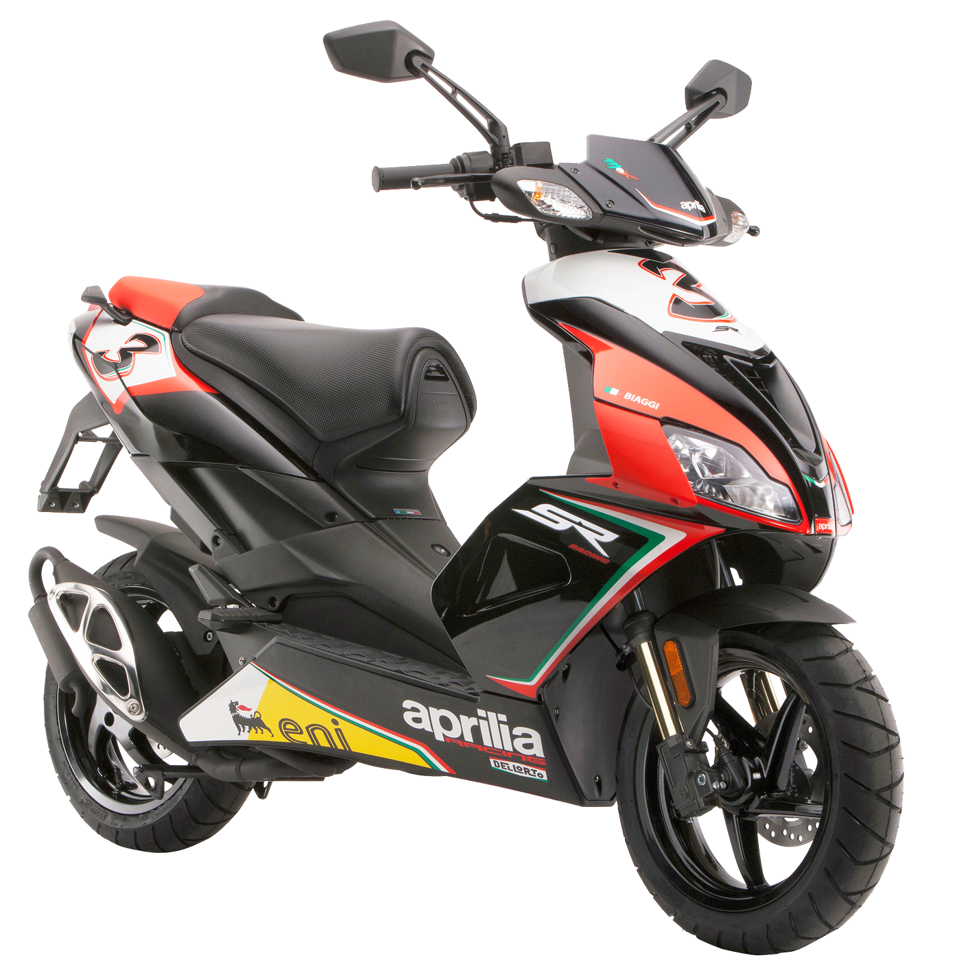 Red Black Sport Scooter With Angular Bodywork Sport Scooter PNG Graphic