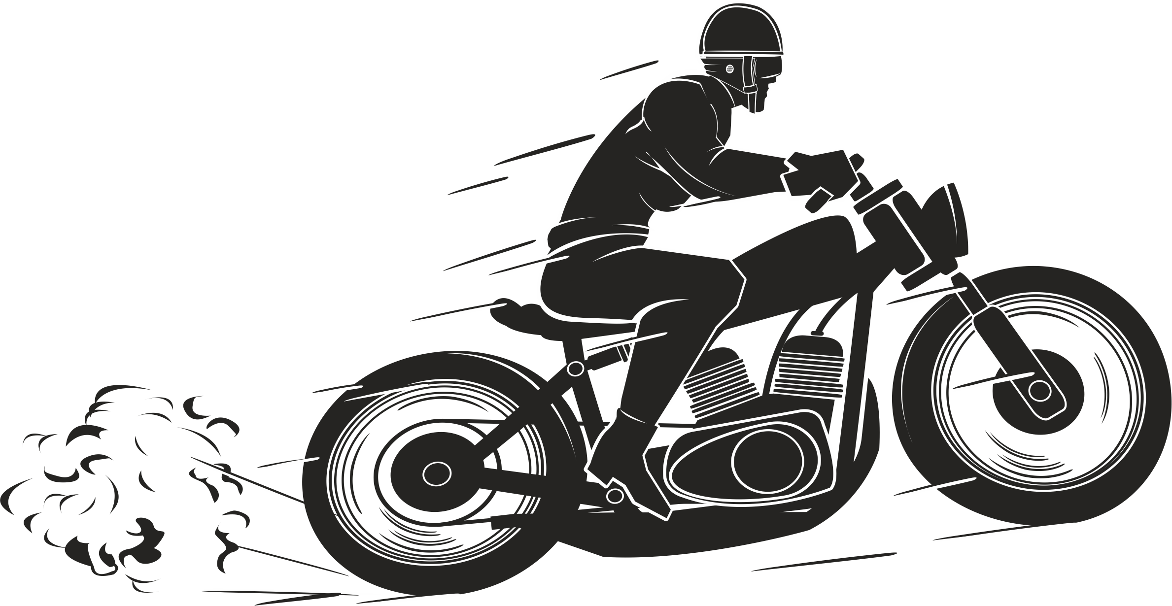 Black Motorcycle Rider Silhouette With Dust Trail Transparent PNG Rider Icon