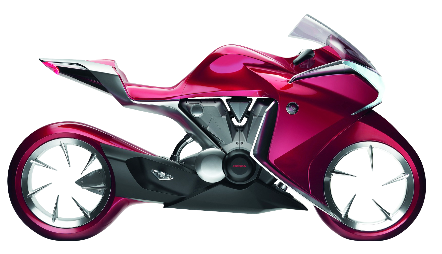 Magenta Futuristic Concept Motorcycle With Large Wheels Sci Fi Bike PNG Illustration