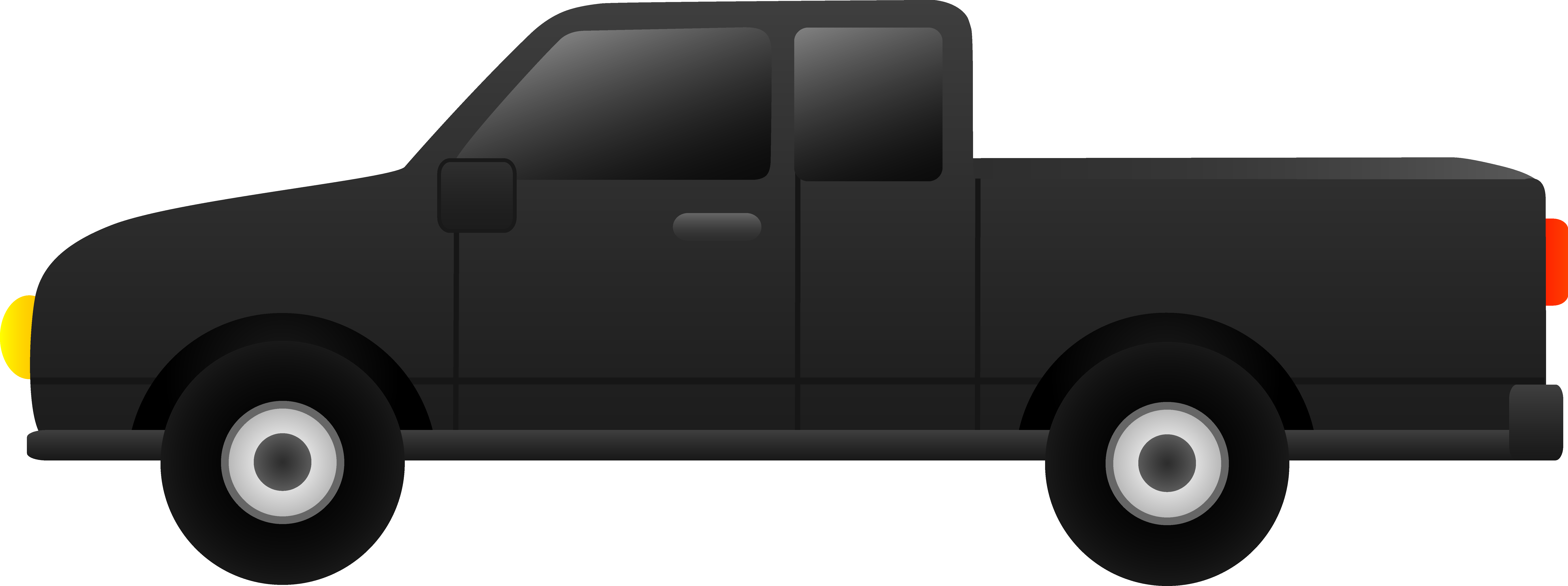 Black Pickup Truck Side View With Crew Cab Transparent Background PNG Image
