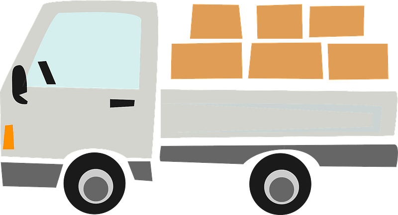 Cartoon White Delivery Truck Carrying Cardboard Boxes PNG Moving Truck Illustration