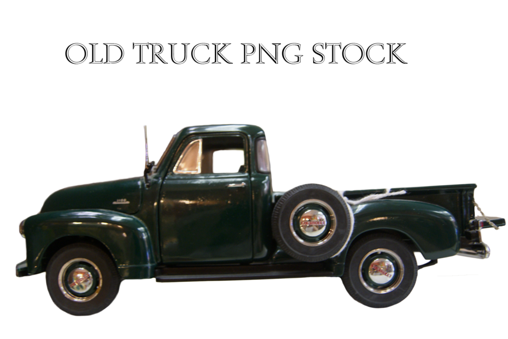 Dark Green Vintage Pickup With Rear Spare Tire Classic Truck PNG Graphic