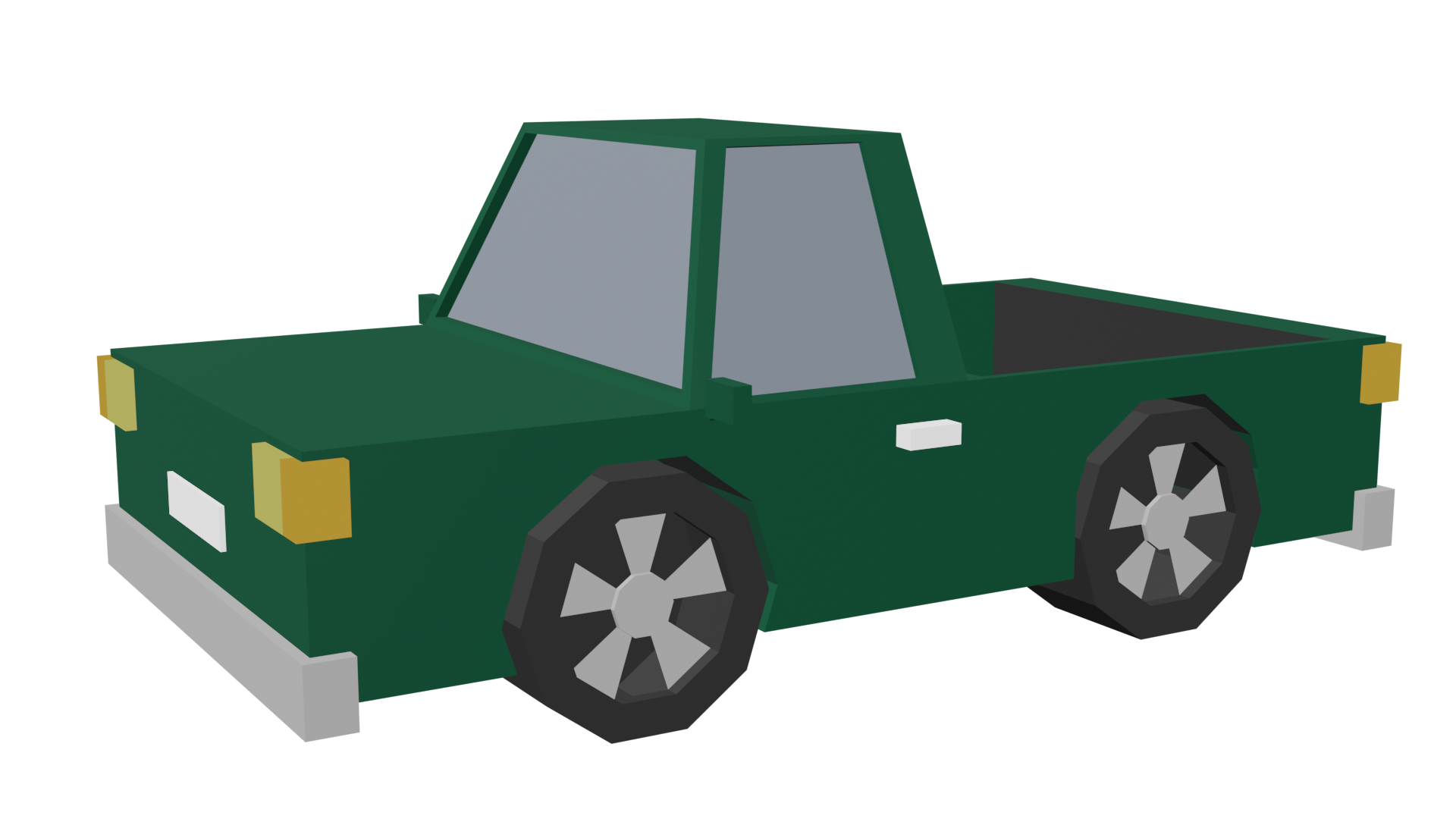 Green Cartoon Pickup Truck With Brown Cargo Bed Kids Pickup PNG Illustration